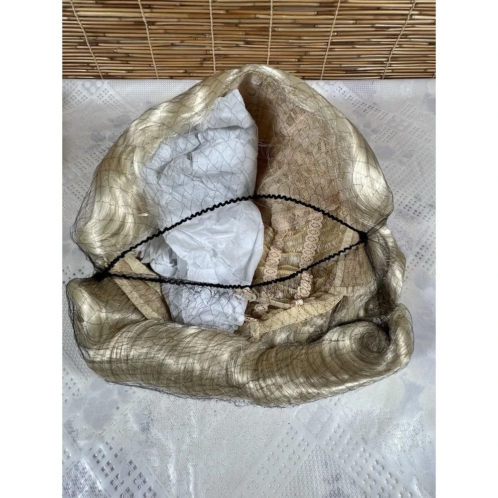 Medisifa Finfer Wave Wig 1920s Retro Mid‎ Long Curly Synthetic Hair Blonde